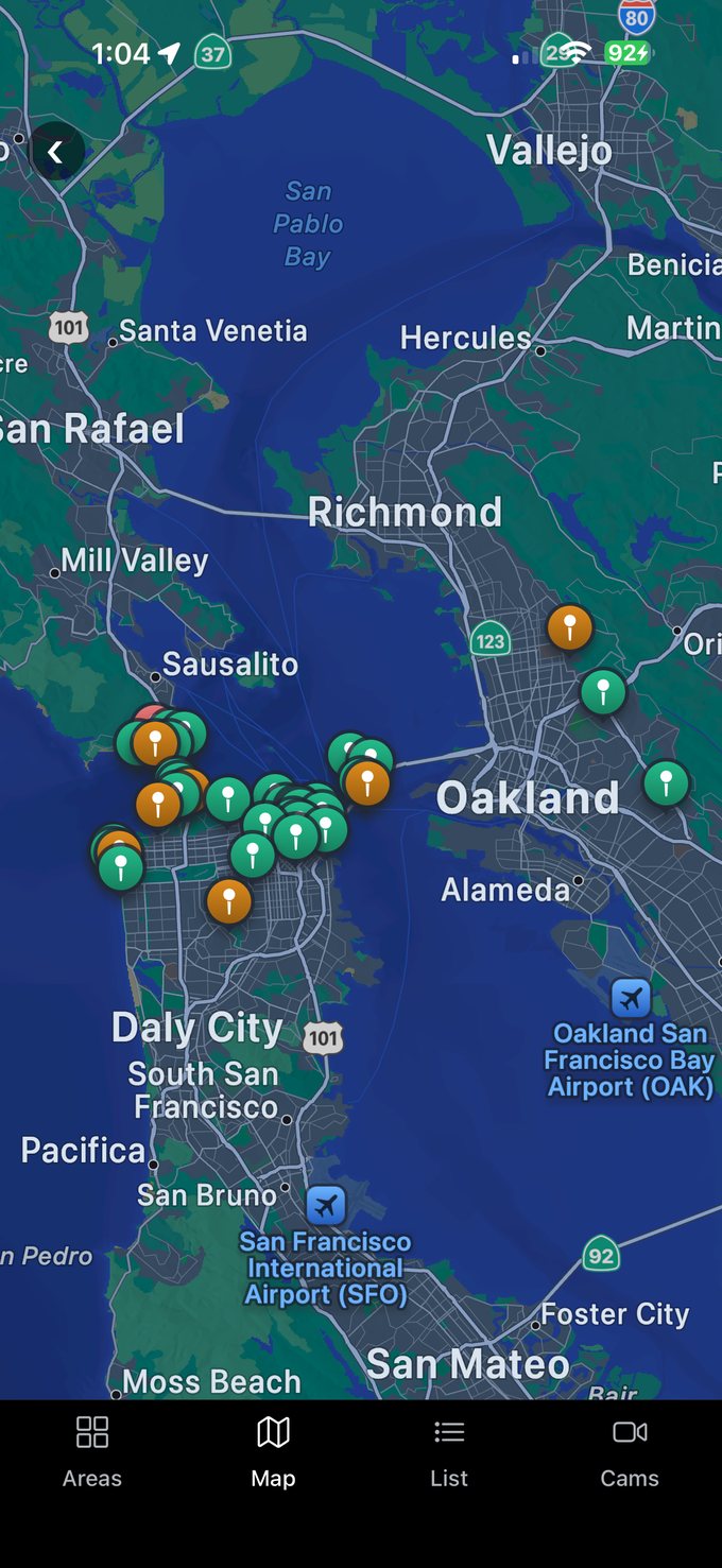 Map of photo spots across the Bay Area